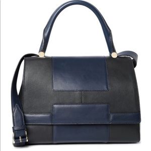 Max Mara Leather Satchel Purse J Bag Two Tone